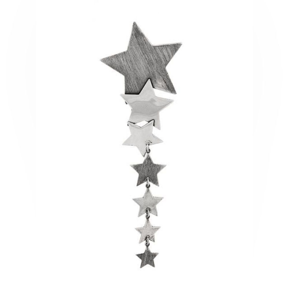 Saint Laurent Falling Stars Oxidized Brass Single Clip Statement Earring $550